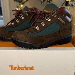 Timberland Kids Dark Brown and Forest Green Boots